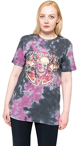 Avenged Sevenfold T Shirt Ritual Band Logo Neu Offiziell Unisex Grau Dip Dye Size L