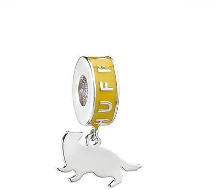 HARRY POTTER Sterling Silver Hufflepuff House Slider Charm, Sterling-Silber