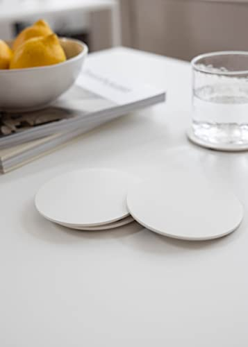 Metallbude Untersetzer KIVA - 4er Set Rund/Weiß - Minimalistischer Glasuntersetzer aus pulverbeschichtetem Metall - Ø 10 cm