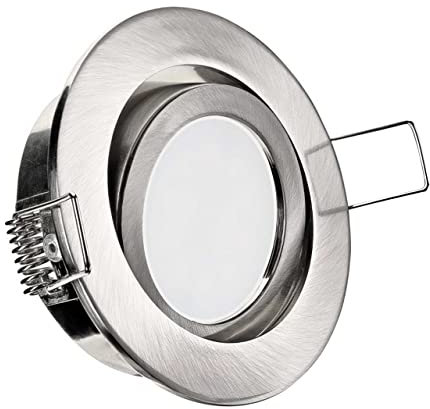 CONCEPTRUN LED Einbaustrahler rund schwenkbar Edelstahl gebürstet Einbauleuchte Strahler 68mm-75mm Einbaudurchmesser inkl. Fassung und Leuchtmittel in warmweiß GU10 230V (Modell: RD20)