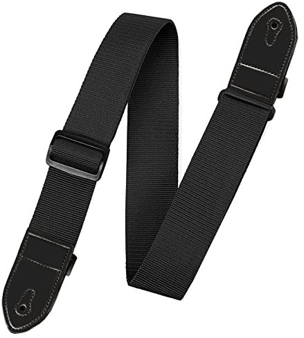 JEOPKO 1 Pcs Guitar Strap Locks - Nylon Strap for Acoustic, Classical, Electric & Bass Guitars - Black