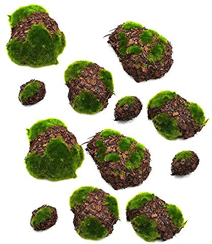 Tsadeer 12 Stück künstliche Moschus Dekosteine, künstliche Steine, künstliche Moos Dekoration für Gartendekoration, Blumenarrangements DIY