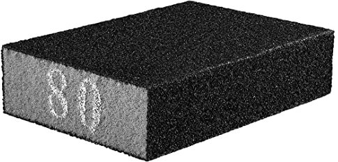 GRAPHITE Schleifschwamm 70x25x100 mm, Körnung K60/80/100/120/150/180/240, für den Feinschliff, von Spachtelmasse, Glasuren, Putz, Farben, Kunststoffen, Holz, Metall und Lacken (K80)
