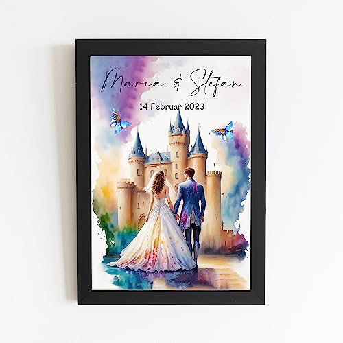 MyPrezzie Personalisiertes Geldgeschenk Hochzeit | Hochzeitsgeschenke für Brautpaar mit Namen und Datum | „Wedding Money“ | Einfach und Schnell (Hochzeit Geldgeschenk (Schloss), 20 x 30 cm)