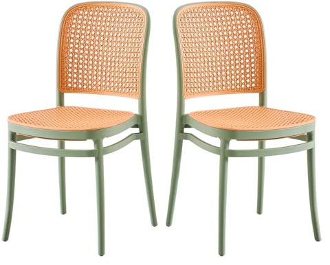EME Sillas de Comedor Pack 2 Oporto Color Verde Fabricadas en Polipropileno, Sillas de Comedor o Cocina. Elegantes para Cocina o Comedor, apilables y Muy Resistentes. Silla Nórdica Verde Menta.