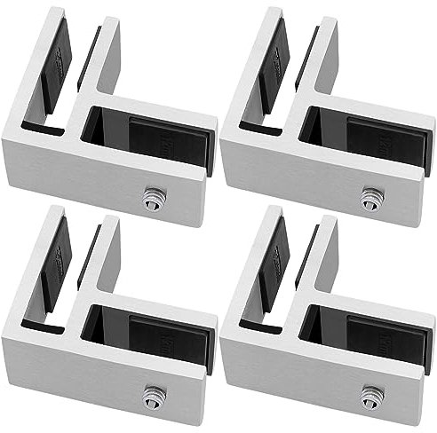 Gyykzz 4 Pack T316 Marine Grade Railing Glass to Glass Clamp, Stainless Steel Bracket for Balustrade, 90 Degree Brushed Finish Railing Clip Holder for Pool Fence, Balustrade, Balcony Deck