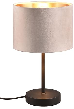 Trio Leuchten Tischleuchte Julieta 519000144, Metall Schwarz matt, Schirm Samt Beige/goldfarbig, exkl. 1x E27