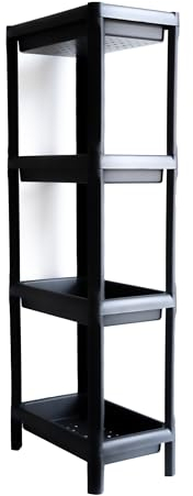 Ondis24 Badregal 38 x 23 x 100 (H) cm, Kunststoffregal, Steckregal, Badezimmerregal, Haushaltsregal schmal, 4 Böden (Anthrazit) (Anthrazit, 1 Stück)