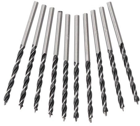 Heallege Forets hélicoïdaux pour bois, 10 pièces, 3 mm de diamètre, Acier allié, Oxyde noir
