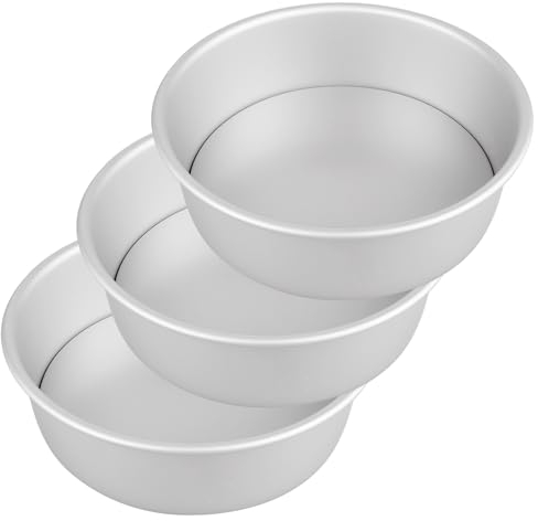ASelected 3Pcs 9In Cake Tin Non-Stick Deep Aluminum Round Cake Pan, with Removable Bottom for Baking Christmas Birthday Wedding Layer Cake Pan Bakeware Set
