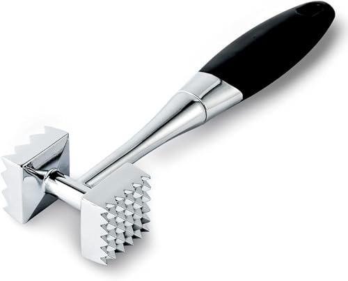 Meat Tenderiser Hammer Stainless Steel Good Grip Double Sided Shift Metal Meat Tenderiser Hammer for Meat Beef Veal & Chicken Breasts Dishwasher Safe (26cm)