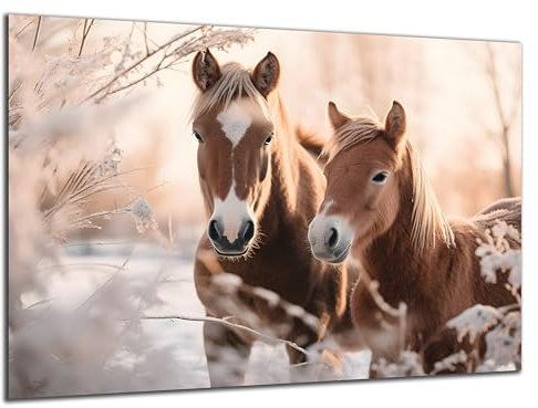 Munera Design - Bild 56x84 - Pferd Pferde-Bilder 2 Pferde im Winter - Wand-Bilder Wohnzimmer