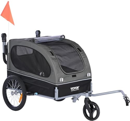 VEVOR Hundeanhänger 40 kg 2in1 Fahrradanhänger Kohlenstoffstahl + 600D Oxford-Gewebe + PP faltbar 1470 x 720 x 780 mm als Anhänger 1530 x 720 x 825 mm als Kinderwagen Hundebuggy Jogger Anhänger