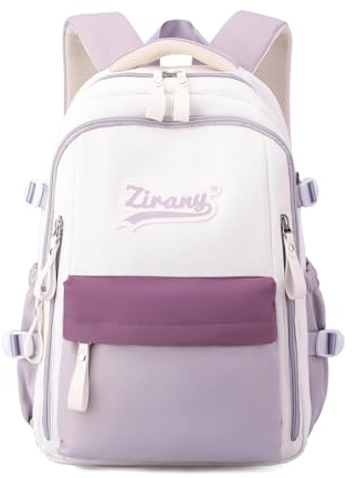 Tanou Schulrucksack Mädchen Teenager, Große Kinder Schultasche Mädchen von 9 bis 16 Jahren, Nylon Rucksack Schule Teenager der 3. bis 7. Klasse für Schule Reisen Lässige, Lila