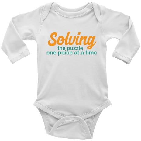 Shopagift Solving the Puzzle Baby Vest Bodysuit One Piece at a Time Jigsaws Boys Girls L/S