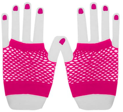 WBZOWRB Guantes Cortos de Rejilla, Guantes de Rejilla de Nailon Calados sin Dedos Funky Retro Elegante Elástico Fiesta de Noche Ópera de los Años 20 Guantes para Disfraces de Fiesta de los 80, 1 par