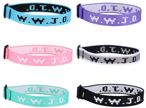 Mikovivi 6-Teiliges WWJD-Armband Set, Verstellbares Christliches Armbandpaket WWJD-Armbänder What Would Jesus Do-Armband Religiöses Schmuckgeschenk für Männer und Frauen