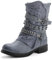Pogolino Damen Stiefeletten Nieten Biker Boots mit Reißverschluß flach bequem Stiefel ST016 (ST15 Blau 39)