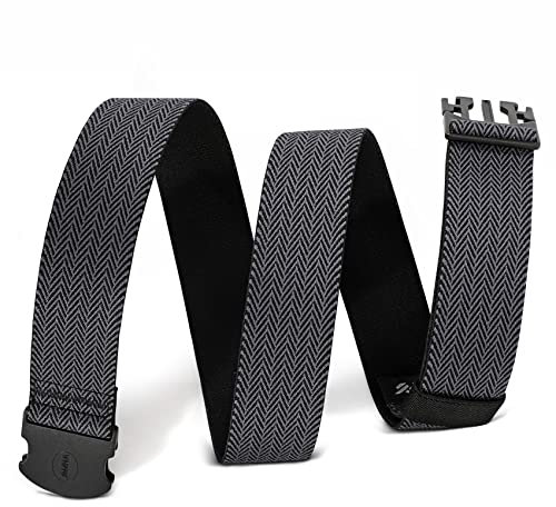 WHIPPY Elastischer Gürtel Herren Verstellbarer Outdoor Stretchgürtel Unisex Arbeitsgürtel für Damen Herren Stoffgürtel mit Kunststoffschnalle,140cm Schwarzgrau