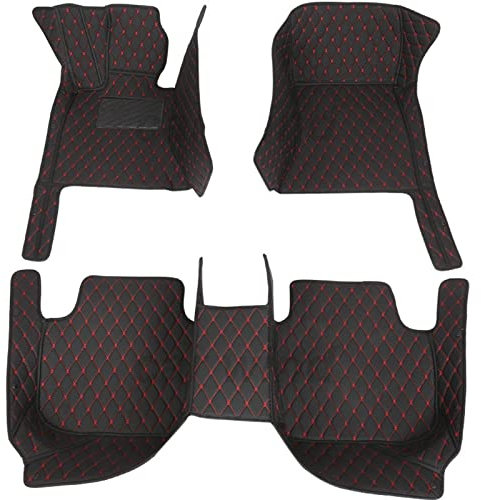 DZSFDGDDFGD Autoteppich Fußmatten Leder-Auto-Fußmatten Nach Maß Für A4 B8 2010 2011 2012 2013 2014(Black-Red)