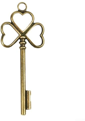 Grande clé squelette vintage en laiton antique pour armoire à faire soi-même ornement porte-clés chasse au trésor accessoire en alliage de bronze (A)