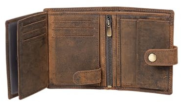 Hörner Aurea Geldbörse Herren Leder – RFID Portemonnaie mit Münzfach, 9 Kartenfächern, Brieftasche aus echtem Ziegenleder – Geschenkbox enthalten – braun