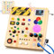 Konijiwa Montessori Spielzeug ab 1 Jahr Busy Board Activity Board Spielzeug ab 2 Jahre Holzspielzeug mit 13 Schalter 24 LED-Leuchten Spielzeug Sensory Learning Toys
