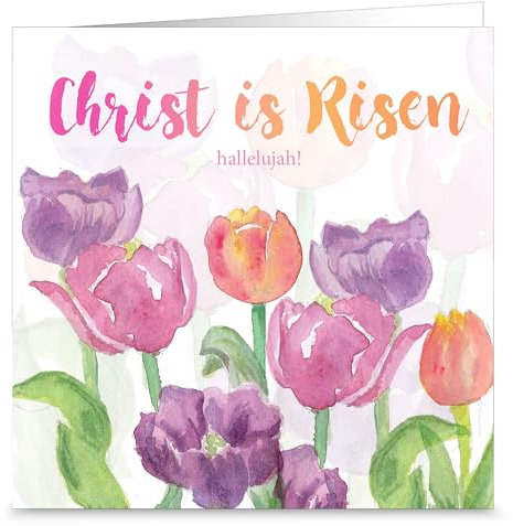 Just Cards Direct Religiöse Osterkarten, Christus ist auferstanden, 5 Stück, mit weißen Umschlägen und Bibelvers in diesen christlichen Osterkarten