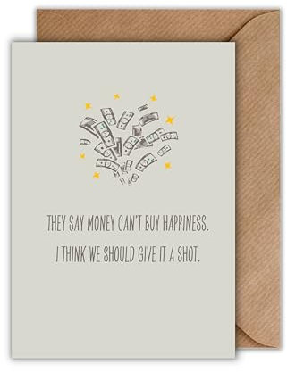 WBdesignz Geldgeschenkkarte mit Umschlag - money can't buy happiness. Give it a shot. Geldfontaine Geld Grußkarte Geburtstagskarte Geschenk finanzielle Unterstützung (DIN A6)