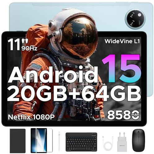 DOOGEE Tab A9+ Tablet con Teclado y Lapiz 8580mAh, Tablet 11 Pulgadas 20GB RAM+ 64GB ROM (TF 2TB), Tableta Niños Altavoces Duales, Tableta Infantil 13MP/FM/Face ID/WidevineL1/GPS/Bluetooth 5.0/3.5mm