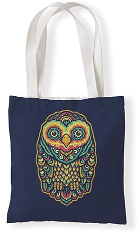 Jutebeutel Eule Gelb Grün Stoffbeutel Waschbar Einkaufstasche Damen und Herren Tote Bag Wiederverwendbar Canvas Tasche für Schule Beutel langen Henkeln Stofftasche 33x37 cm