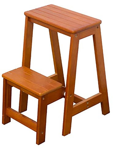 Sedia con scaletta in Legno per Uso Domestico, Sgabello con scaletta a 2 gradini, Sgabello Pieghevole in Legno, scalette di Sicurezza Antiscivolo per casa e Cucina, Scala Portatile Robusta, capacità