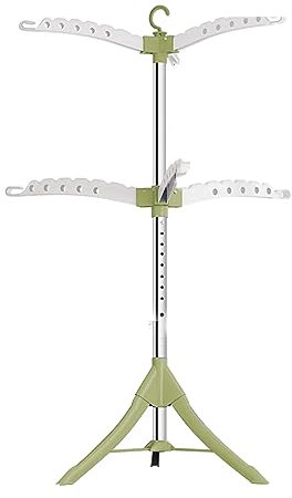 Verstellbarer faltbarer Wäscheständer mit Dreibein-Stativ, 6 Arme, Edelstahl, hohe Kapazität, platzsparend, für den Innen- und Außenbereich, abnehmbar, rosa, perfekt für Balkone