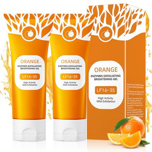 Natürliches Orange Peeling Gel, Orange Enzymes Exfoliating Brightening Gel, Gesicht Reinigung Peeling, Gesichtspeeling Tiefenreinigung & Feuchtigkeitsspendendes Exfoliating Scrub für Damen (2PCS)