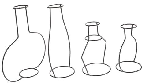 VICASKY 4 Pièces Lot de Vases Fer Noir pour Décoration de Bureau et Hydroponie Supports Élégants pour Fleurs et Plantes D Intérieur Design Créatif et Léger pour Salon et Bureau