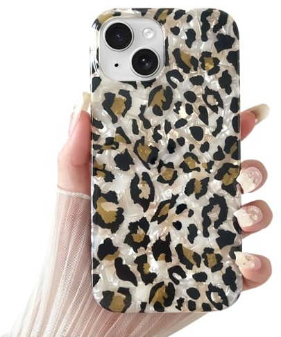 SmoBea Compatible with iPhone 14 Case Tortoise Shell Phone Case Retro Aesthetics Design TPU Slim Shockproof Phone Cover for Women Girls Beautiful and Stylish，Leopard 1