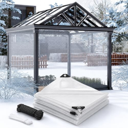 Clear Lightweight Tarpaulin 130GSM Waterproof Transparent Grid Tarp 2x3M | Ideal for Greenhouse Cover, Polytunnel Repair, Plant Winter Protection & Garden Furniture