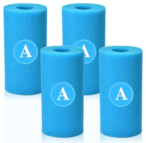 DIELOVEHUA 4 Pièces Éponge Filtrante Type A, Filtre en Mousse pour Spa, Cartouche de Filtre en Mousse Réutilisables et Lavables, Mousse pour Filtre Piscine pour Spa, Piscine
