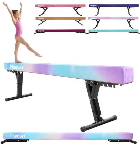 FBSPORT schwebebalken Kinder schwebebalken für zuhause schwebebalken höhenverstellbar Gymnastik Balance Beam 244CM, 5 Höhen Einstellbare High und Low Level Stabile Floor Beam Gym Trainingsgeräte