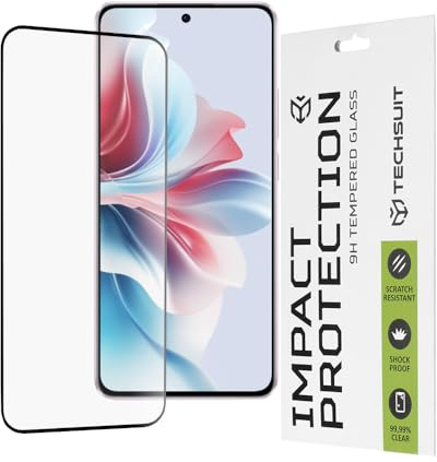 Techsuit Displayschutzfolie für Oppo Reno11 F Gehärtetes Glas mit 9H Härte, Vollständige Abdeckung, Stoßschutz, Oleophobe Beschichtung, Anti Fingerabdruck, Blasenfrei, 111D Full Glue