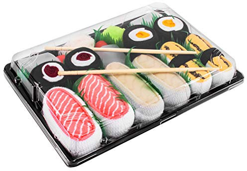 Sushi Socks Box - 5 paire de Sushi CHAUSSETTES en Coton pour Fammes et Hommes, Multicolore, 41/46