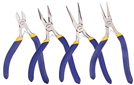 BENECREAT 4 PCS Pinze per Gioielli di Precisione per la Realizzazione di Gioielli - Naso Lungo con Taglierina/Naso Tondo/Naso Lungo/Pinze per Taglio Laterale