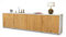 Stil.Zeit TV Schrank Lowboard Antonia, Korpus Weiss matt, Front Holz-Design Eiche (180x49x35cm), mit Push-to-Open Technik