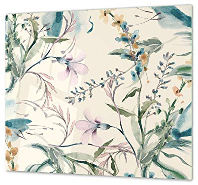 Cubre vitros de cristal templado - Tabla para cortar de cristal – Tabla para amasar y protector de vitro – UNA PIEZA (60 x 52 cm) o DOS PIEZAS (30 x 52 cm); D06 Serie Flores: Dibujo 11