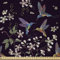 ABAKUHAUS Kirschblüte Satin Stoff als Meterware, Kolibri, Zum Nähen Toller Stoff für Heimtextilien Aller Art, 3M (148x300cm), Schwarz Perle