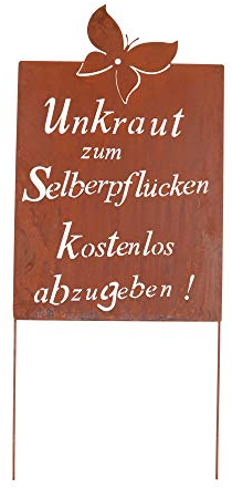 Gartenschild Rost Spruch Unkraut klein