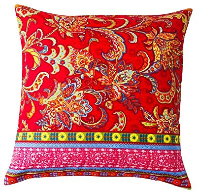 Lanqinglv 2er Pack Bohemian Kissenbezug Kissenhülle 80x80cm Boho Indisch Bunt Vintage Doppelpack Kopfkissenbezug mit Reißverschluss