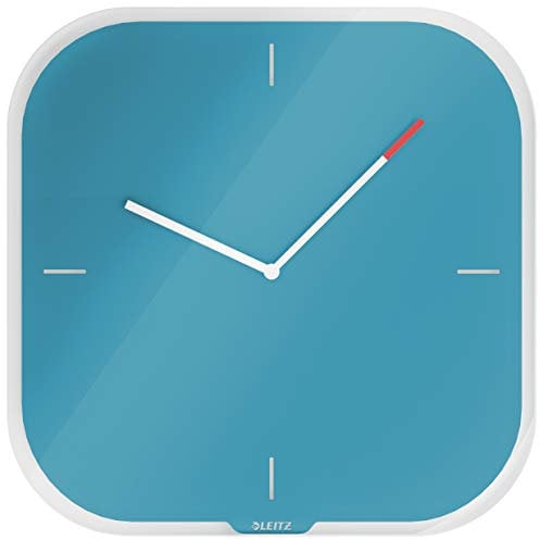 Leitz Wanduhr mit Glasoberfläche, Sanftes Blau, Cosy-Serie, 90170061, 32 x 32 x 5 cm