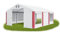 DAS COMPANY Festzelt Partyzelt Faltpavillon - Gartenpavillon Pavillon Weiß Mit Seitenteilen - Wasserdichtes Stabiles PVC 560g/m² Universalzelt - Klappbarer Garten Lagerzelt Moskitonetz Weiß-Rot 3x6m