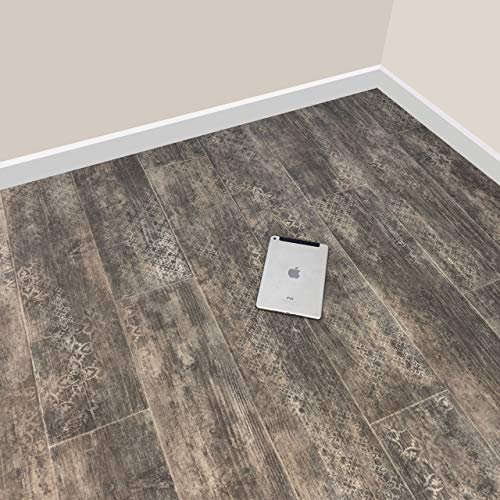 Dark Oak Embossed Vinyl Lino Flooring Kitchen Bathroom Waterproof Roll Sheet Anti-Slip Cushion Grandismo (2m x 2.5m)